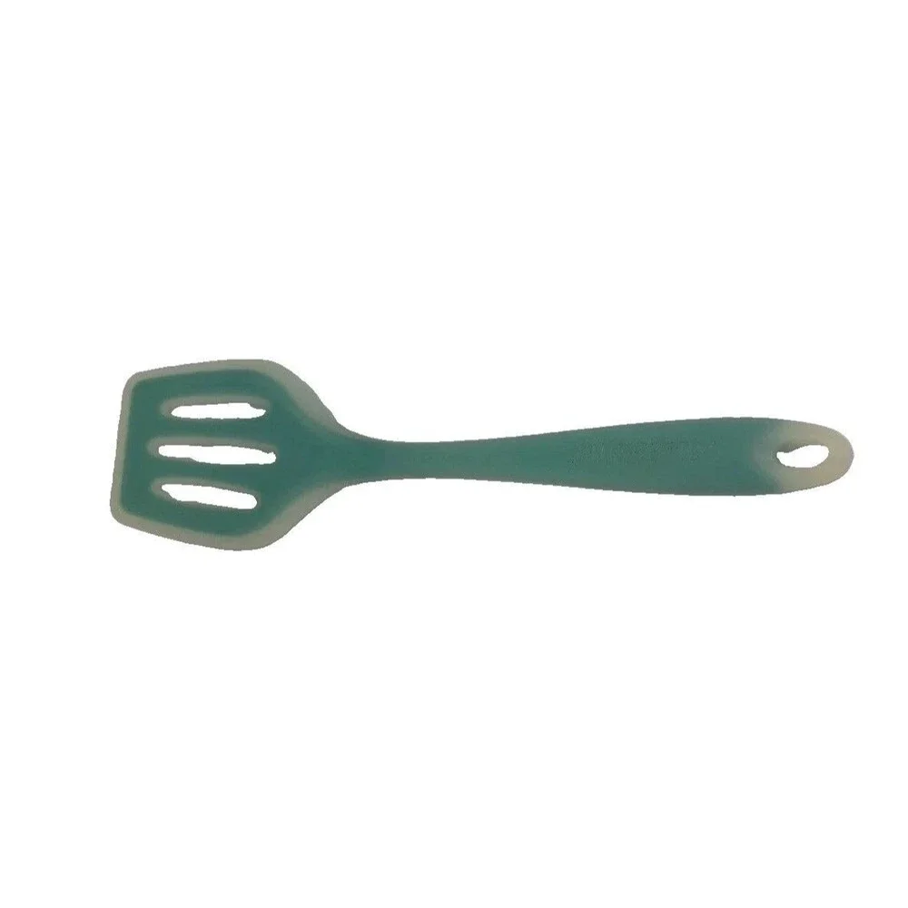 Polar Pantry Silicone Slotted Design Heat Resistant 12” Spatula Teal Clear EUC